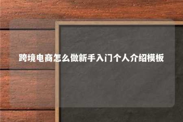 跨境电商怎么做新手入门个人介绍模板 跨境电商个人做怎么样