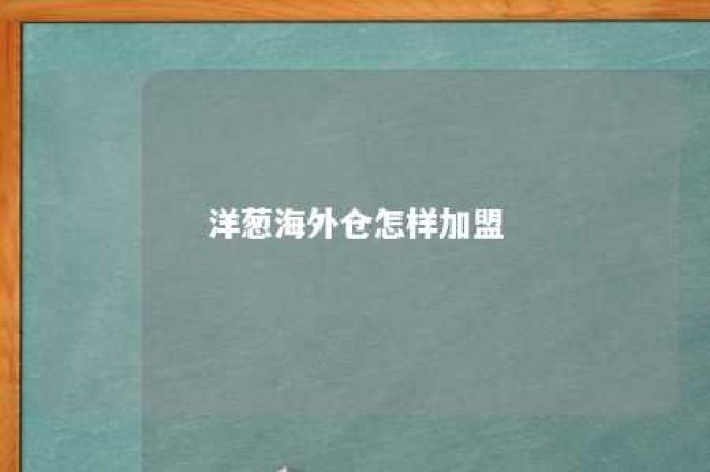 洋葱海外仓怎样加盟 洋葱海外仓怎样加盟店